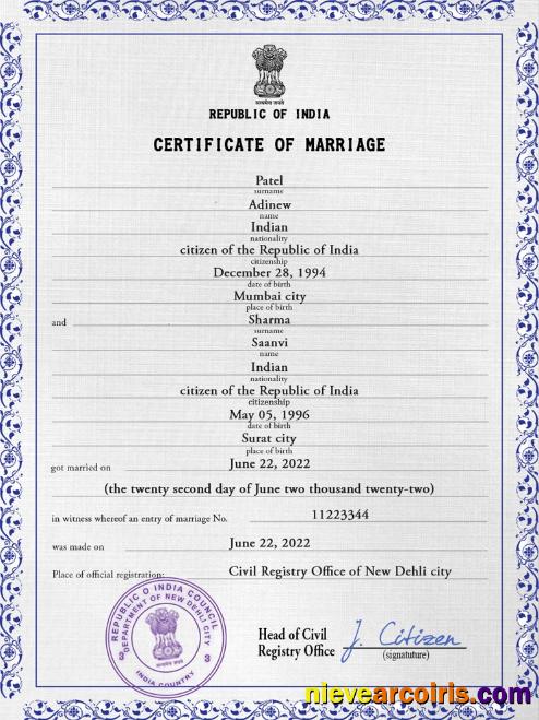 India marriage certificate